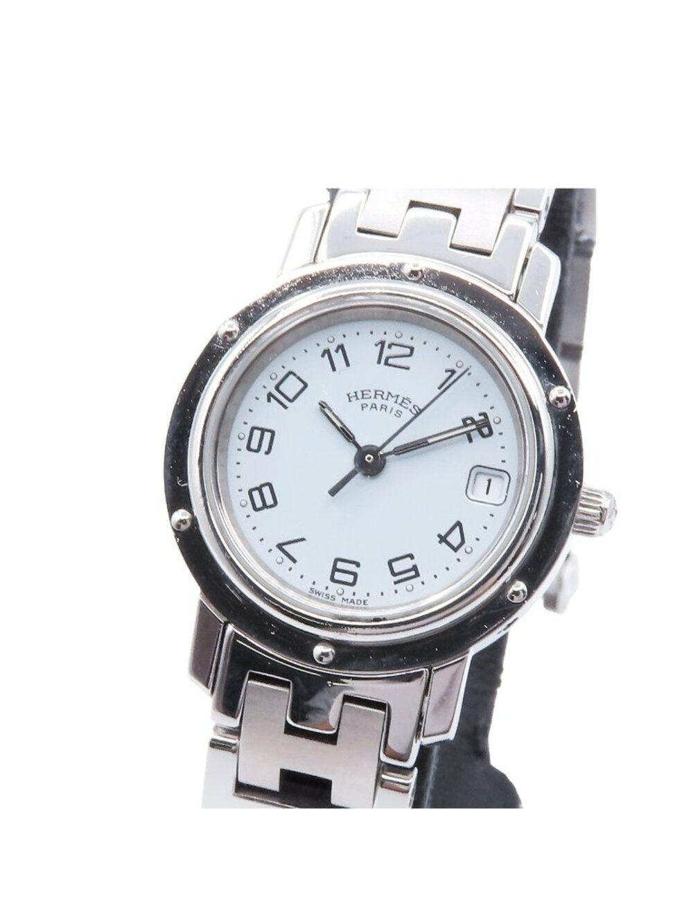 Hermes Clipper White Stainless Steel Watch Quartz